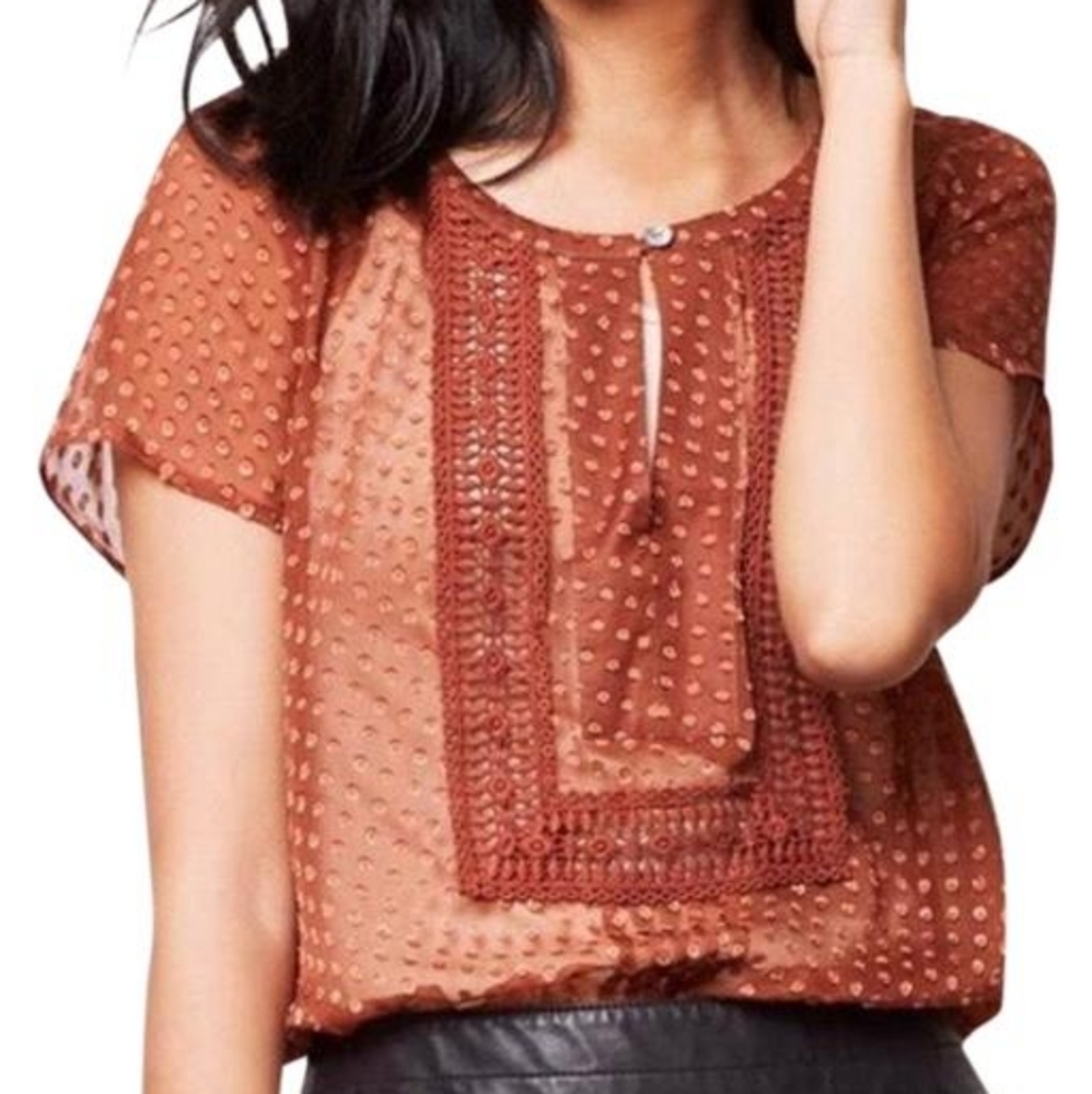 Meadow Rue from Anthro Silk Grasslands Polka Dot Top